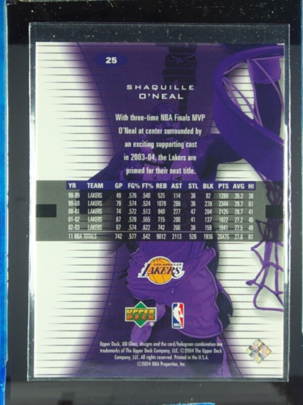 2003-04 UD Glass Shaquille O'Neal #25 Lakers - Image 3