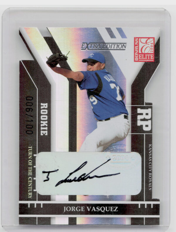 2004 Donruss Elite Extra Edition Jorge Vasquez AU SN100 #256 Royals Signature Tu
