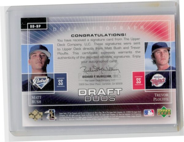 2004 SP Prospects Matt Bush / Trevor Plouffe AU SN175 #DD-BP Twins Draft Duos Du - Image 3