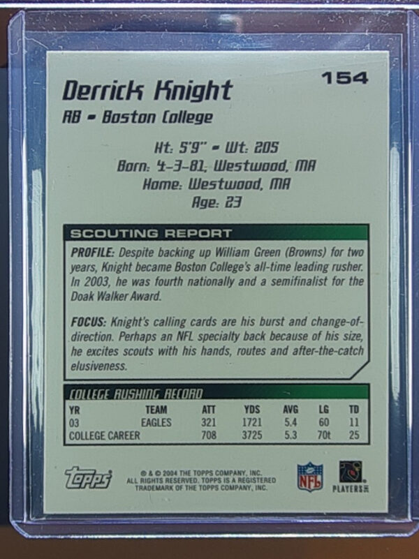 2004 Topps Draft Picks & Prospects Derrick Knight Gold Chrome #154 Eagles - Image 3