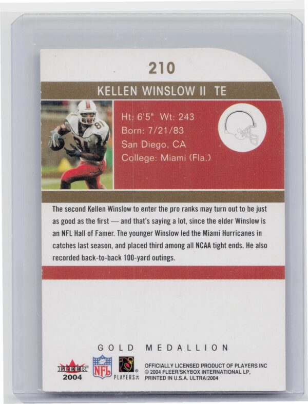 2004 Ultra Kellen Winslow Gold Medallion #210 Browns - Image 3
