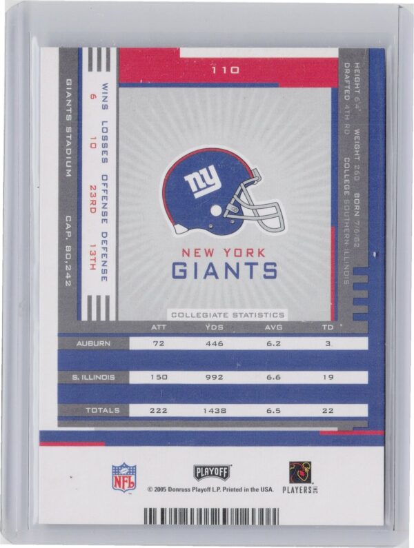2005 Playoff Contenders Brandon Jacobs AU RC #110 Giants - Image 3