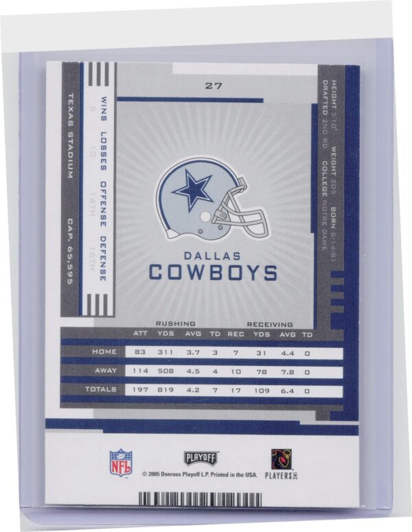 2005 Playoff Contenders Julius Jones #27 Cowboys - Image 3