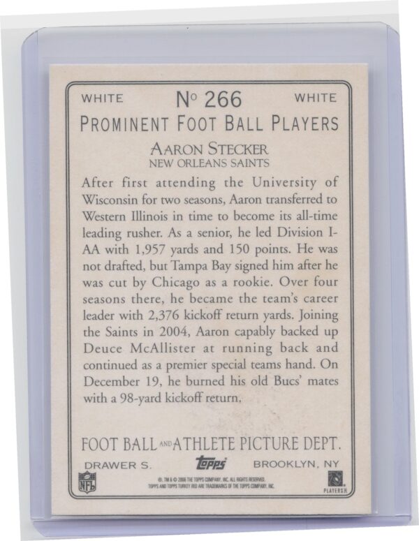 2005 Topps Turkey Red Aaron Stecker White #266 Saints - Image 3