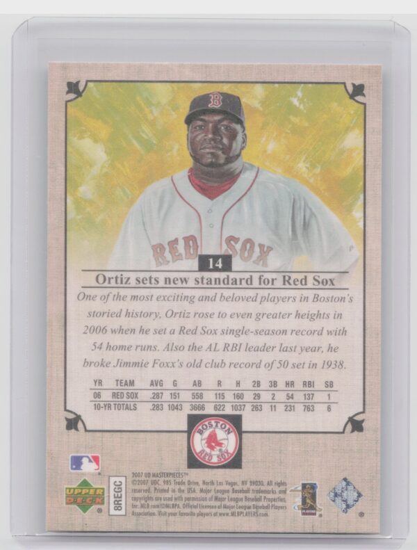 2007 Upper Deck Masterpieces David Ortiz #14 Sox - Image 3