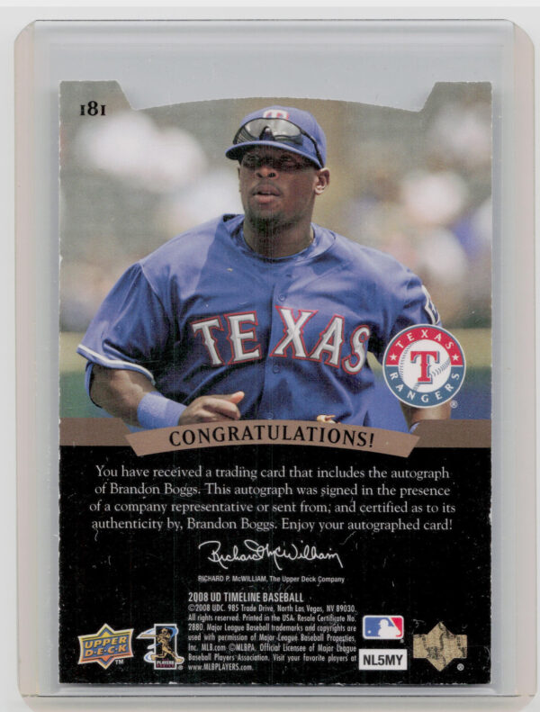 2008 Upper Deck Timeline Brandon Boggs AU #181 Rangers 1995 SP Top Prospects Aut - Image 3