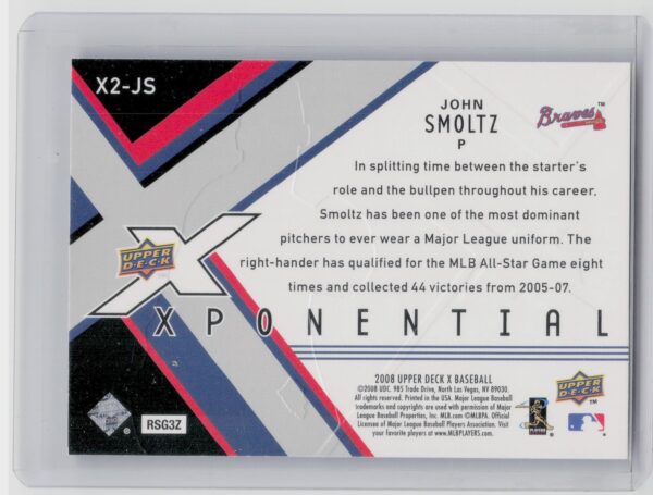2008 Upper Deck X John Smoltz #X2-JS Braves Xponential 2 - Image 3