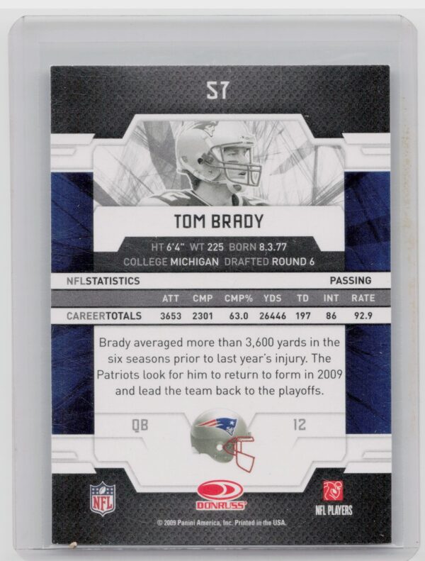2009 Donruss Elite Tom Brady #57 Patriots - Image 3