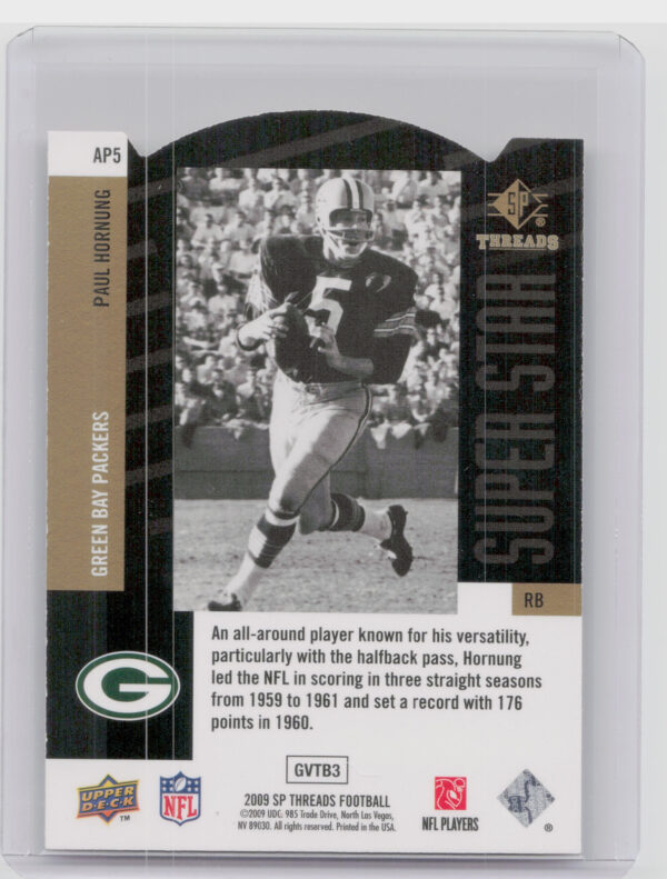 2009 SP Threads Paul Hornung #AP5 Packers Die Cut - Image 3