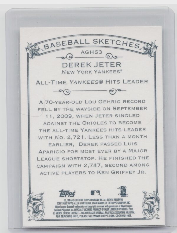 2010 Topps Allen & Ginter Derek Jeter #AGHS3 Yankees Baseball Highlights - Image 3