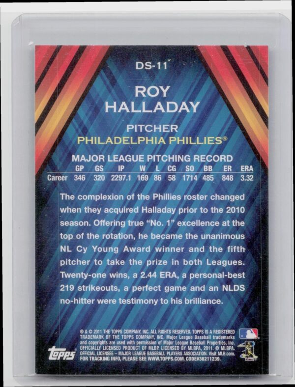 2011 Topps Roy Halladay #DS-11 Phillies Diamond Stars - Image 3