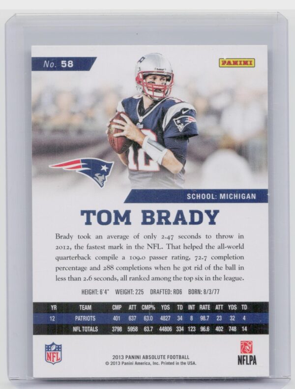 2013 Absolute Tom Brady #58 Patriots - Image 3