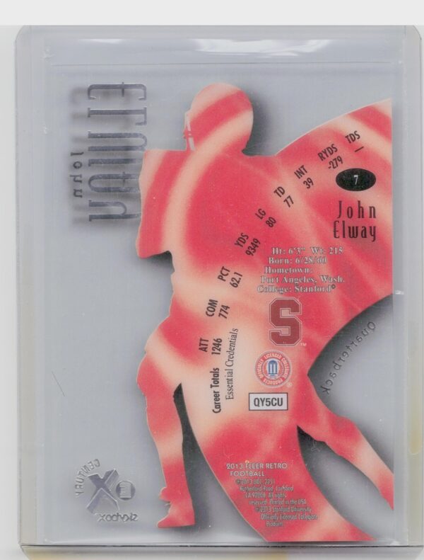 2013 Fleer Retro John Elway #7 Cardinal E X Century - Image 3