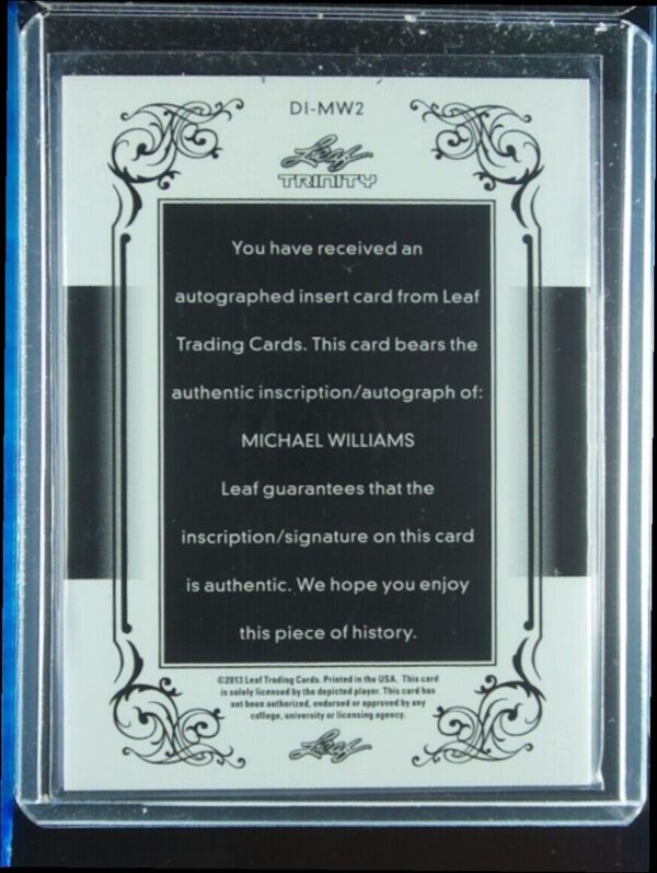 2013 Leaf Trinity Michael Williams AU SN60 #DI-MW2 Tide Inscriptions Bronze - Image 3
