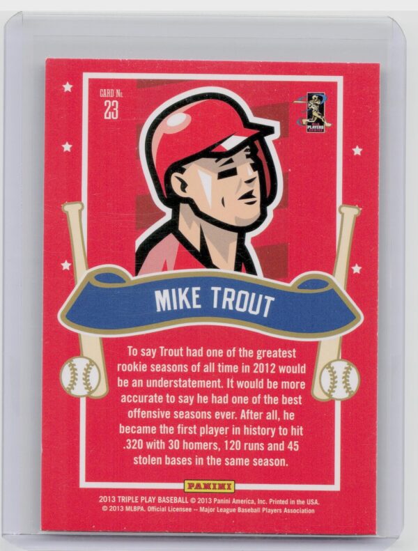 2013 Panini Triple Play Mike Trout #23 Angels All Stars - Image 3