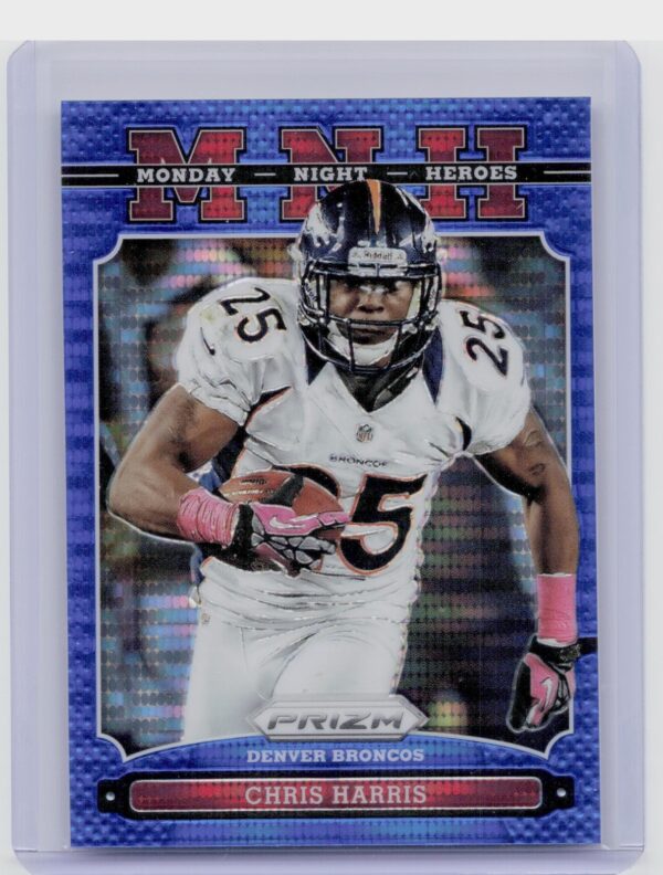2013 Prizm Chris Harris #9 Broncos Monday Night Heroes Prizms Blue Pulsar