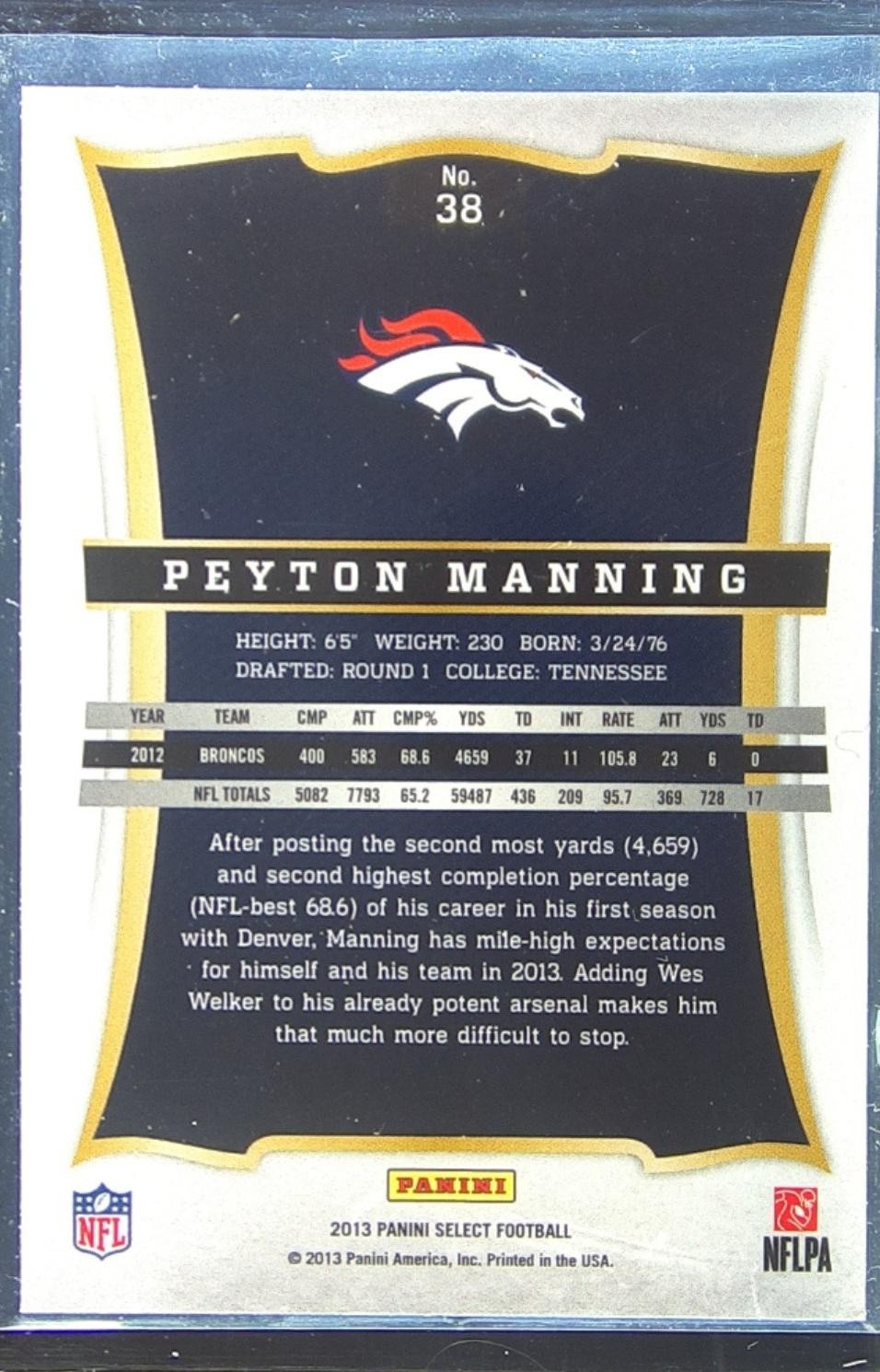 2013 Select Peyton Manning #38 Broncos - Image 3
