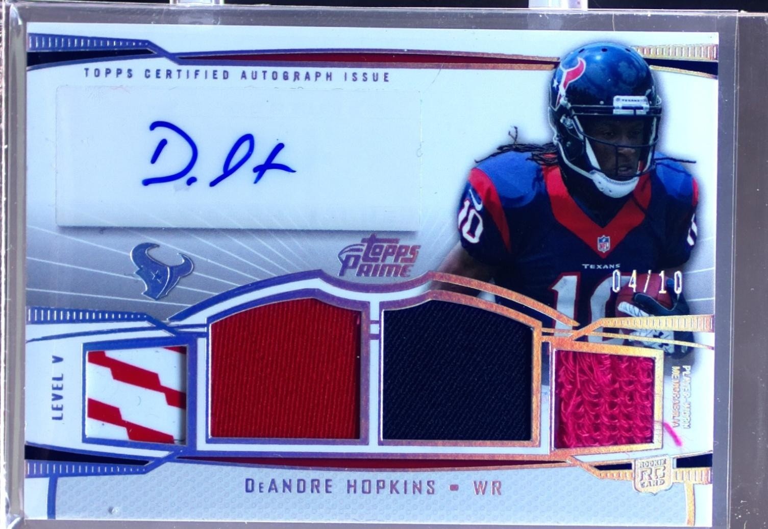 2013 Topps Prime DeAndre Hopkins Auto /10 JSY RC #PV-DH Relic Level 5 Silver