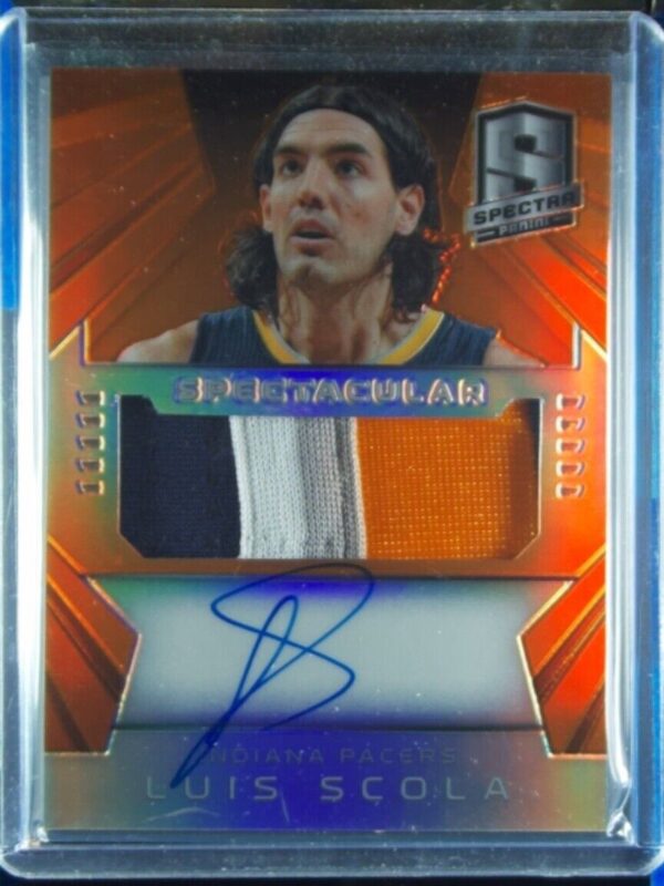 2014-15 Panini Spectra Luis Scola AU SN25 MEM #SS-LSC Pacers Spectacular Swatche