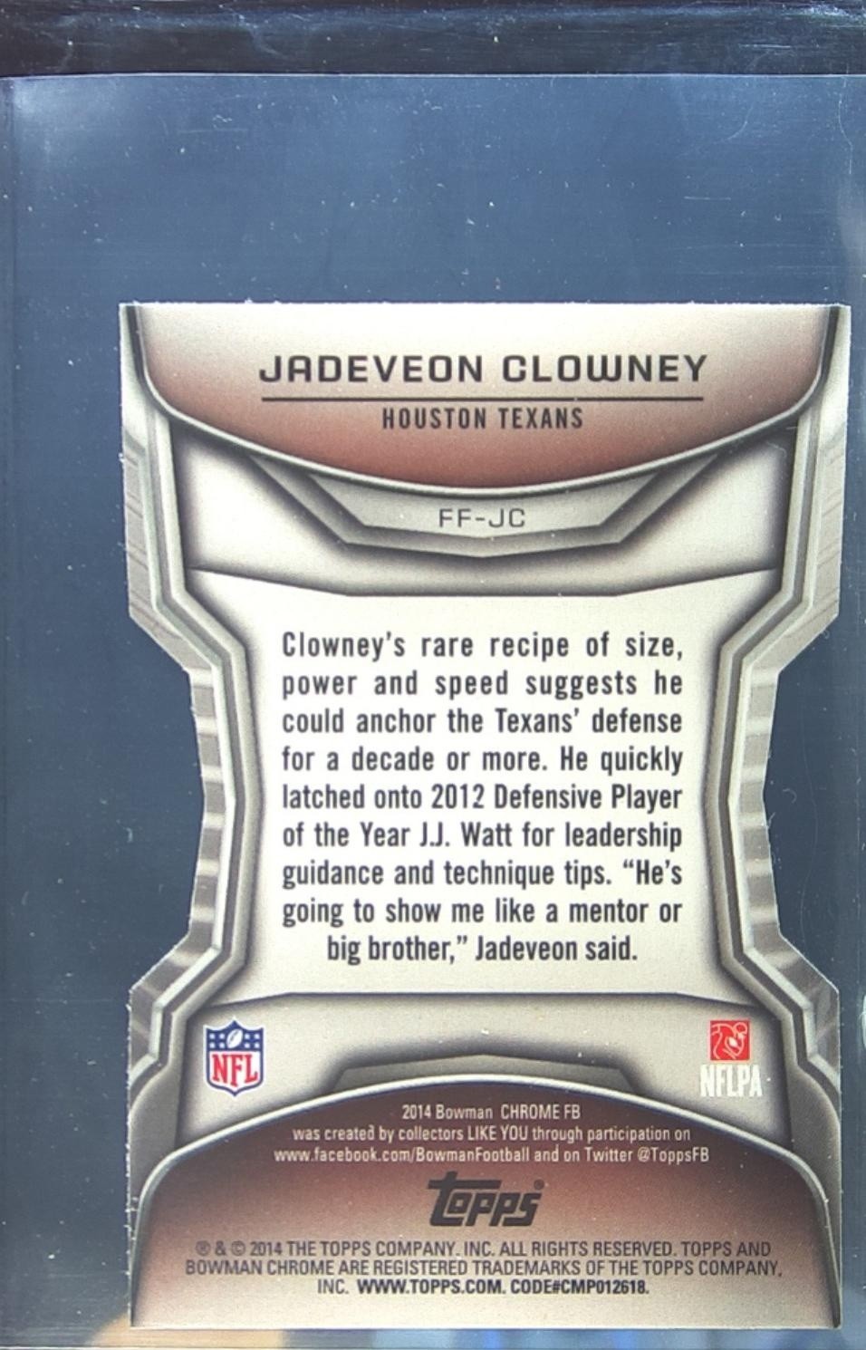 2014 Bowman Chrome Jadeveon Clowney #FF-JC Texans Future of the Franchise Die - Image 3