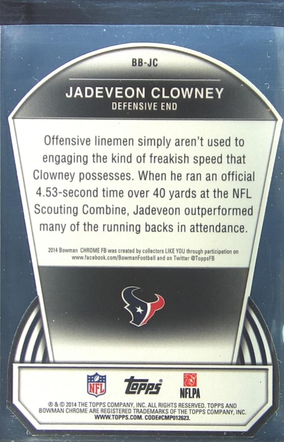 2014 Bowman Chrome Jadeveon Clowney RC #BB-JC Texans Bowman’s Best Die Cuts - Image 3