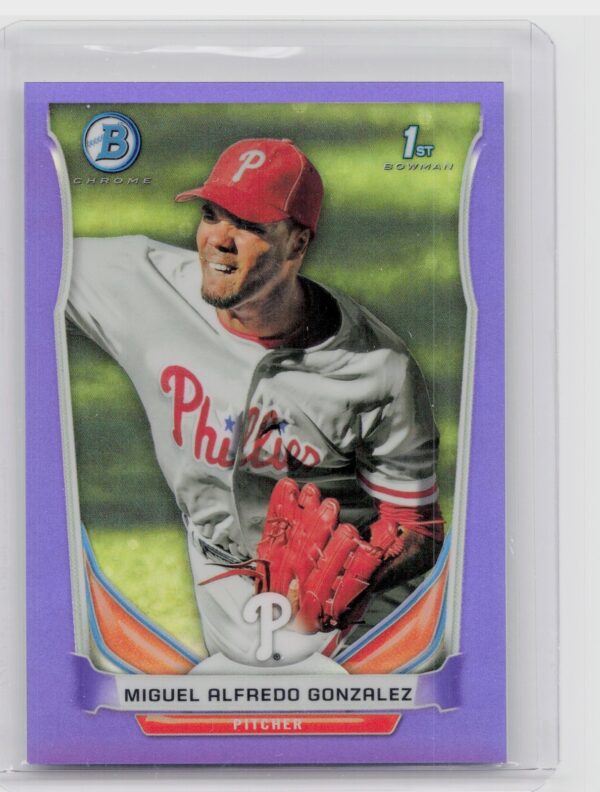 2014 Bowman Miguel Alfredo Gonzalez /199 #BCP105 Phillies Chrome Prospects Purp