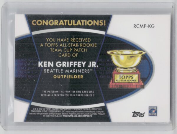 2014 Topps Ken Griffey Jr. #RCMP-KG Mariners All Star Rookie Cup Manufactured Pa - Image 3