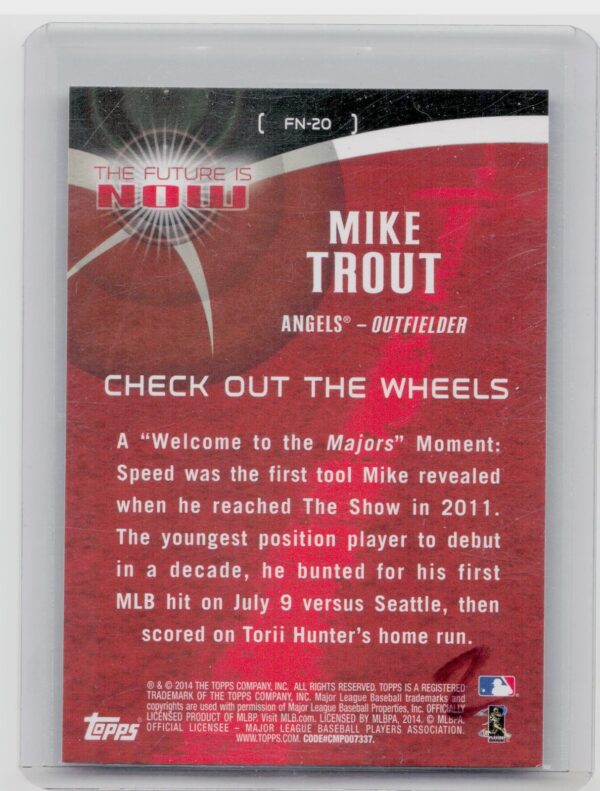 2014 Topps Mike Trout #FN-20 Angels The Future is Now - Image 3