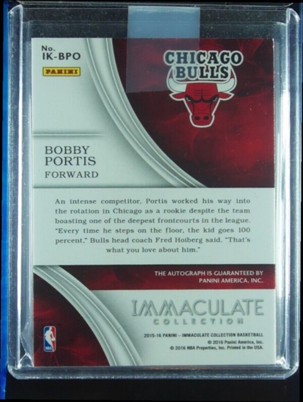 2015-16 Panini Immaculate Collection Bobby Portis AU SN25 #IK-BPO Bulls Ink Auto - Image 3