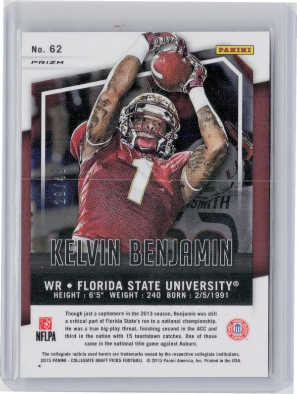 2015 Panini Prizm Collegiate Draft Picks Kelvin Benjamin Prizms Tie Dyed SN49 #6 - Image 3