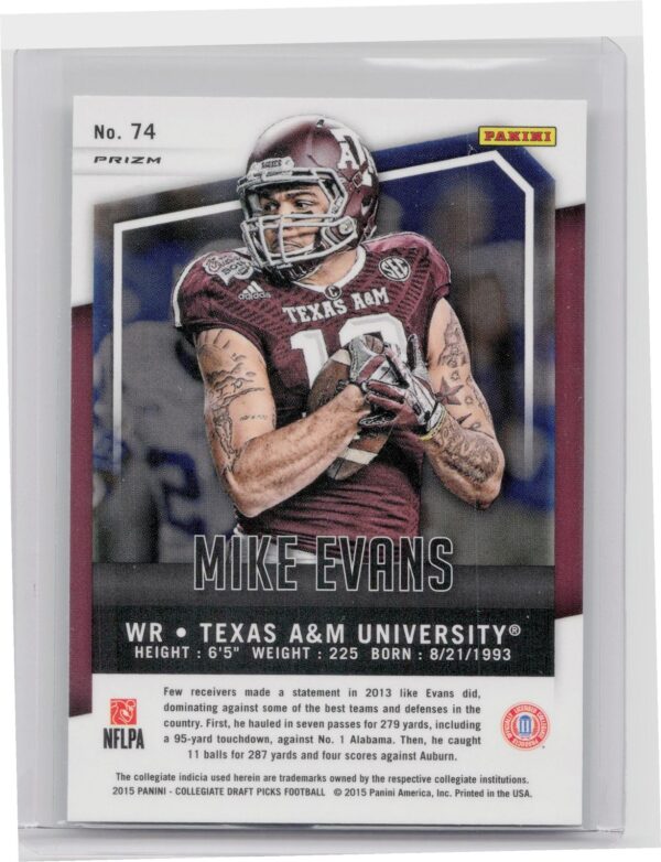 2015 Prizm Collegiate Draft Picks Mike Evans Prizms #74 Aggies - Image 3