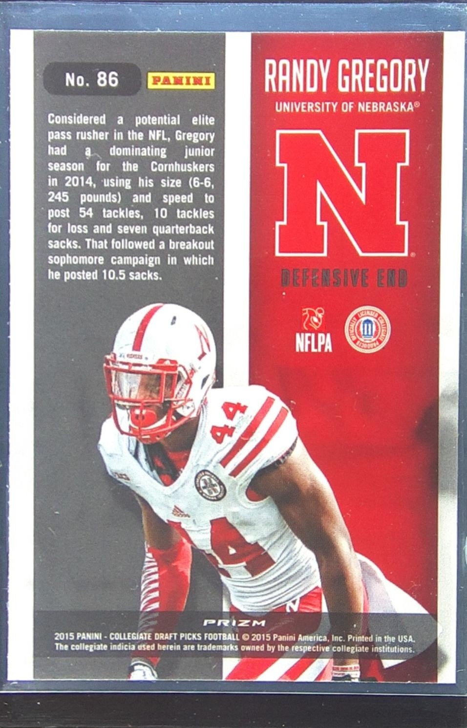2015 Prizm Collegiate Draft Picks Randy Gregory #86 Cornhuskers Stained Glass - Image 3