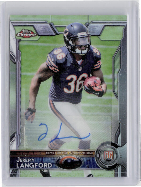 2015 Topps Chrome Jeremy Langford AU #142 Bears Rookie Autographs