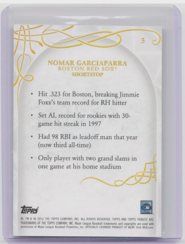 2015 Topps Tribute Nomar Garciaparra #5 Sox - Image 3