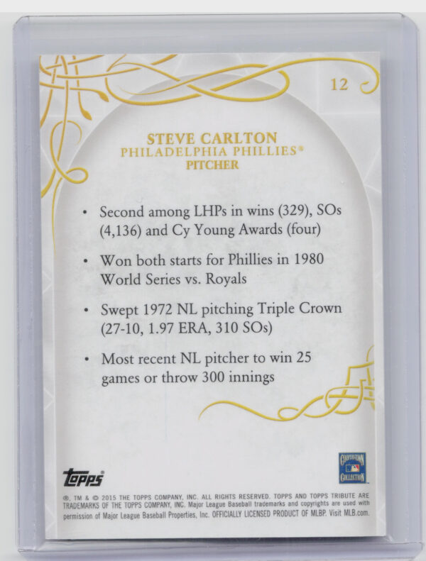 2015 Topps Tribute Steve Carlton #12 Phillies - Image 3