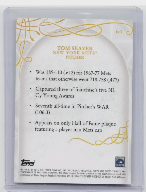 2015 Topps Tribute Tom Seaver #64 Mets - Image 3