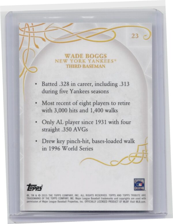 2015 Topps Tribute Wade Boggs #23 Yankees - Image 3