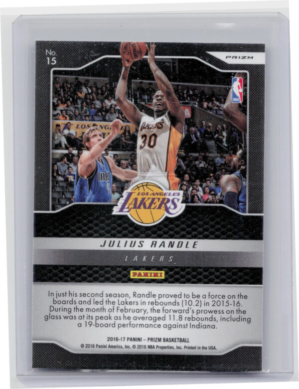 2016-17 Panini Prizm Julius Randle #15 Lakers Sky's the Limit Silver Prizm - Image 3