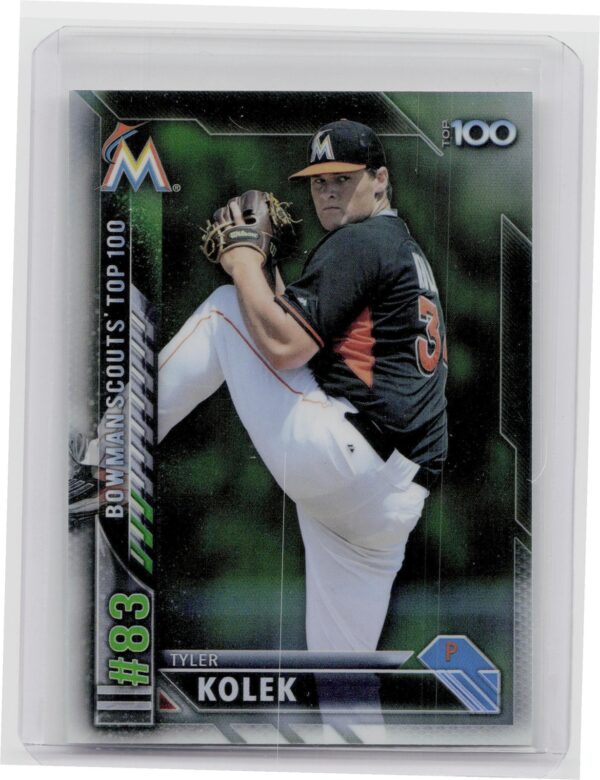 2016 Bowman Tyler Kolek #BTP-83 Marlins Bowman Scouts' Top 100