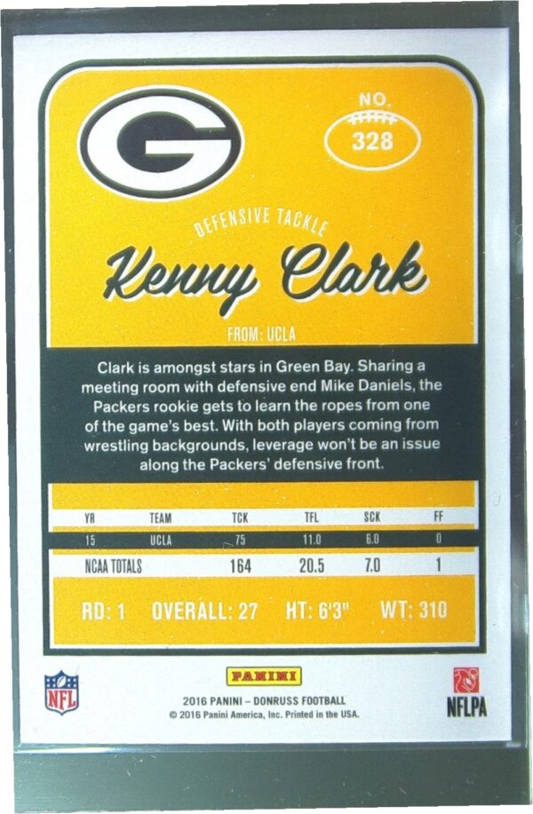 2016 Donruss Kenny Clark RC #328 Packers - Image 3