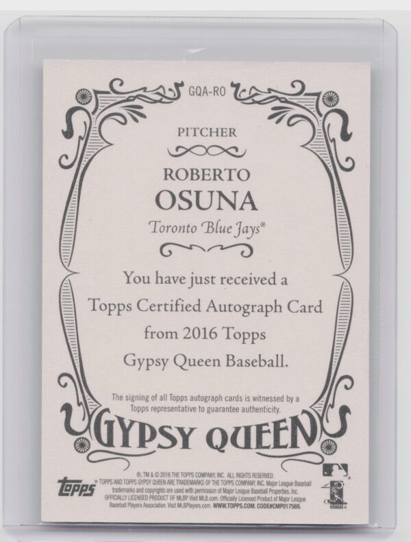 2016 Gypsy Queen Roberto Osuna Auto #GQA-RO Jays Autographs - Image 3