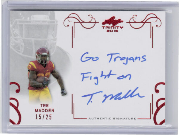 2016 Leaf Trinity Tre Madden AU SN25 #A-TM1 Trojans Signatures Red