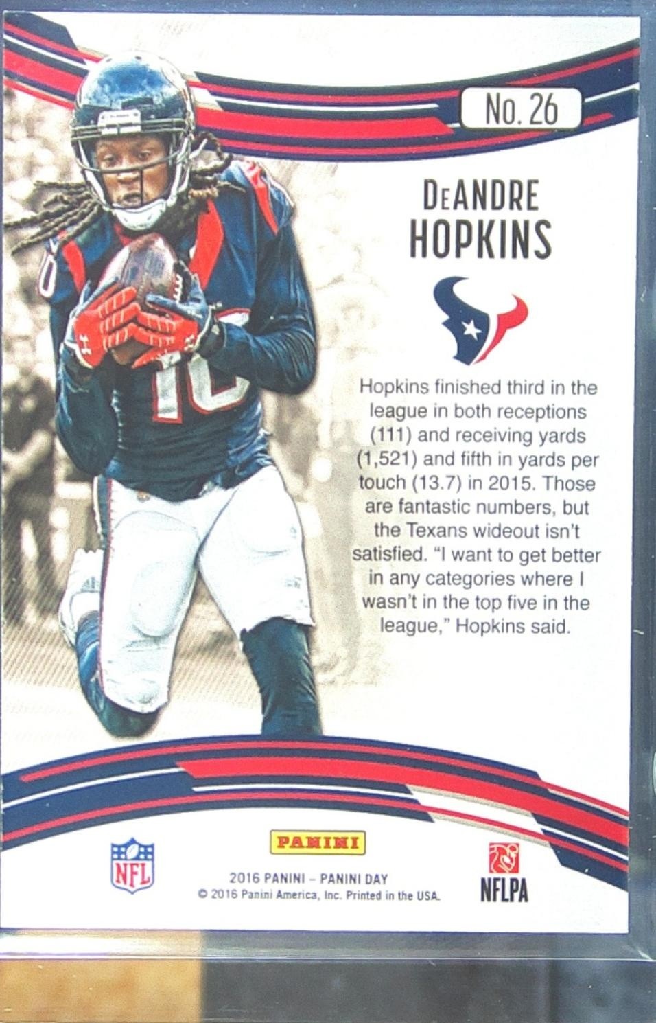 2016 Panini Day DeAndre Hopkins Wedges /50 #26 Texans - Image 3