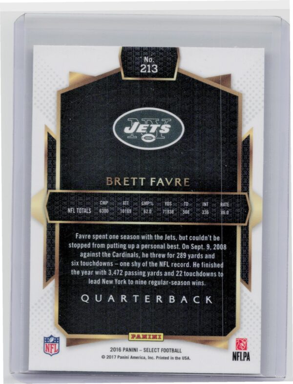 2016 Panini Select Brett Favre Tri Color Prizm #213 Jets - Image 3