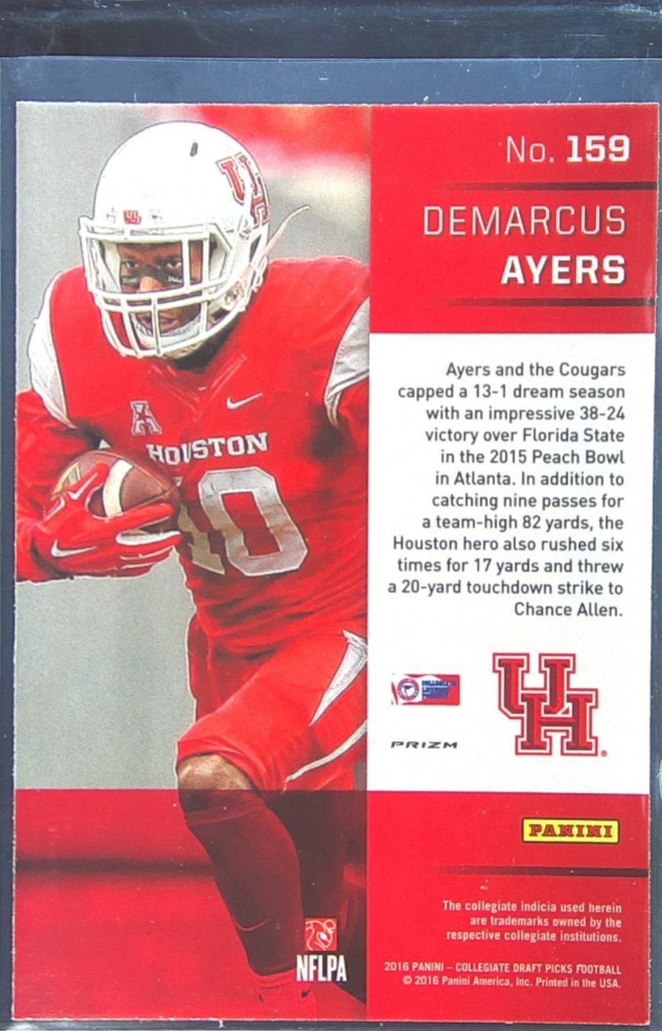 2016 Prizm Collegiate Draft Picks Demarcus Ayers Prizms Blue RC #159 Cougars - Image 3
