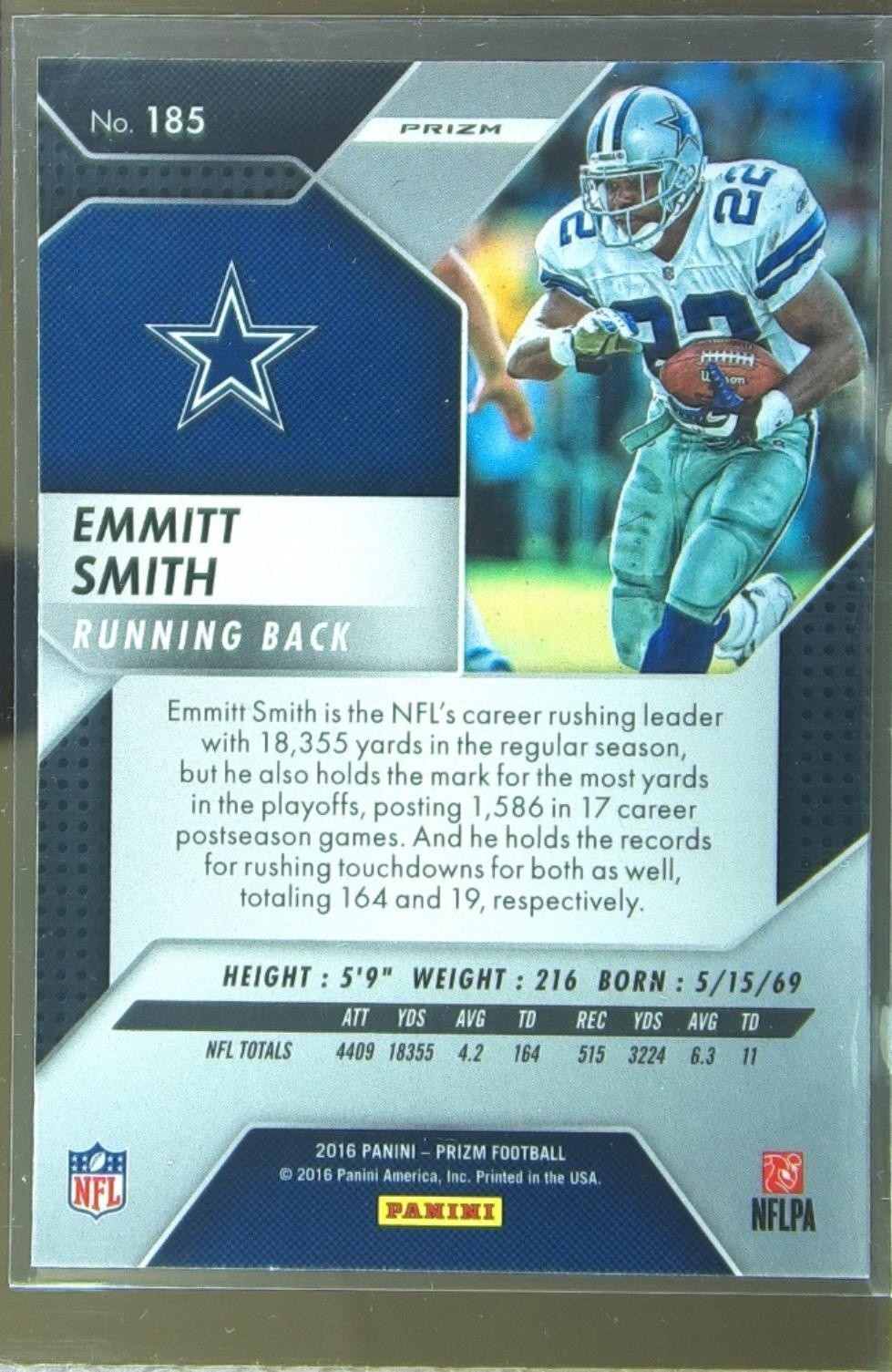 2016 Prizm Emmitt Smith Prizm #185 Cowboys - Image 3