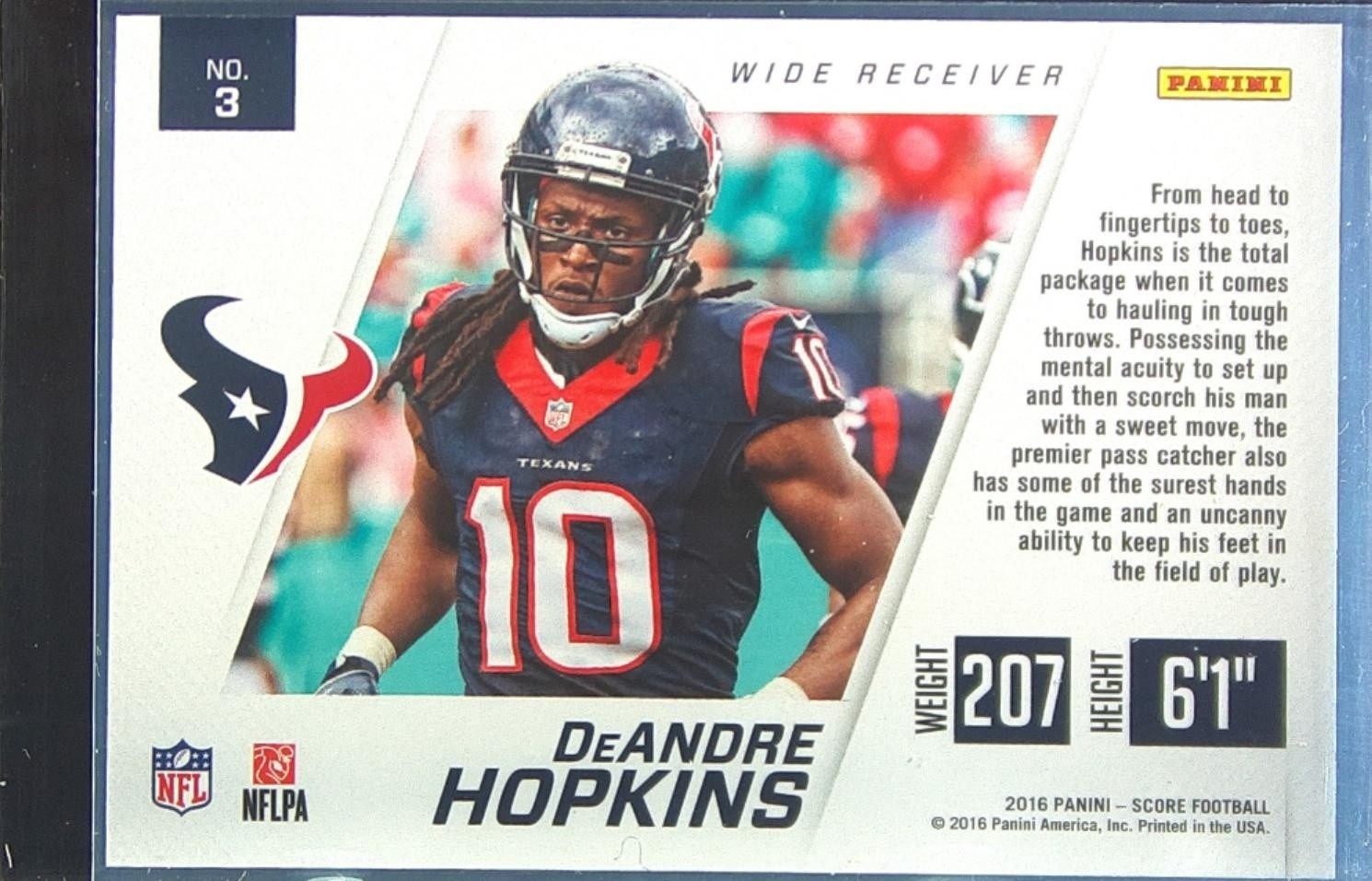 2016 Score DeAndre Hopkins /50 #3 Texans Toe the Line Red - Image 3
