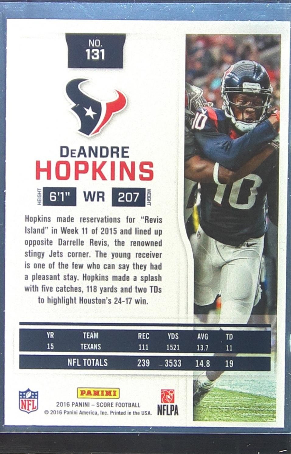 2016 Score DeAndre Hopkins Gold Zone /99 #131 Texans - Image 3