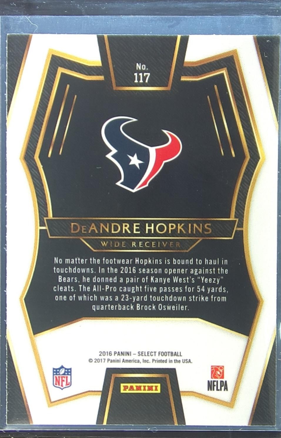 2016 Select DeAndre Hopkins Tri Color Prizm #117 Texans - Image 3