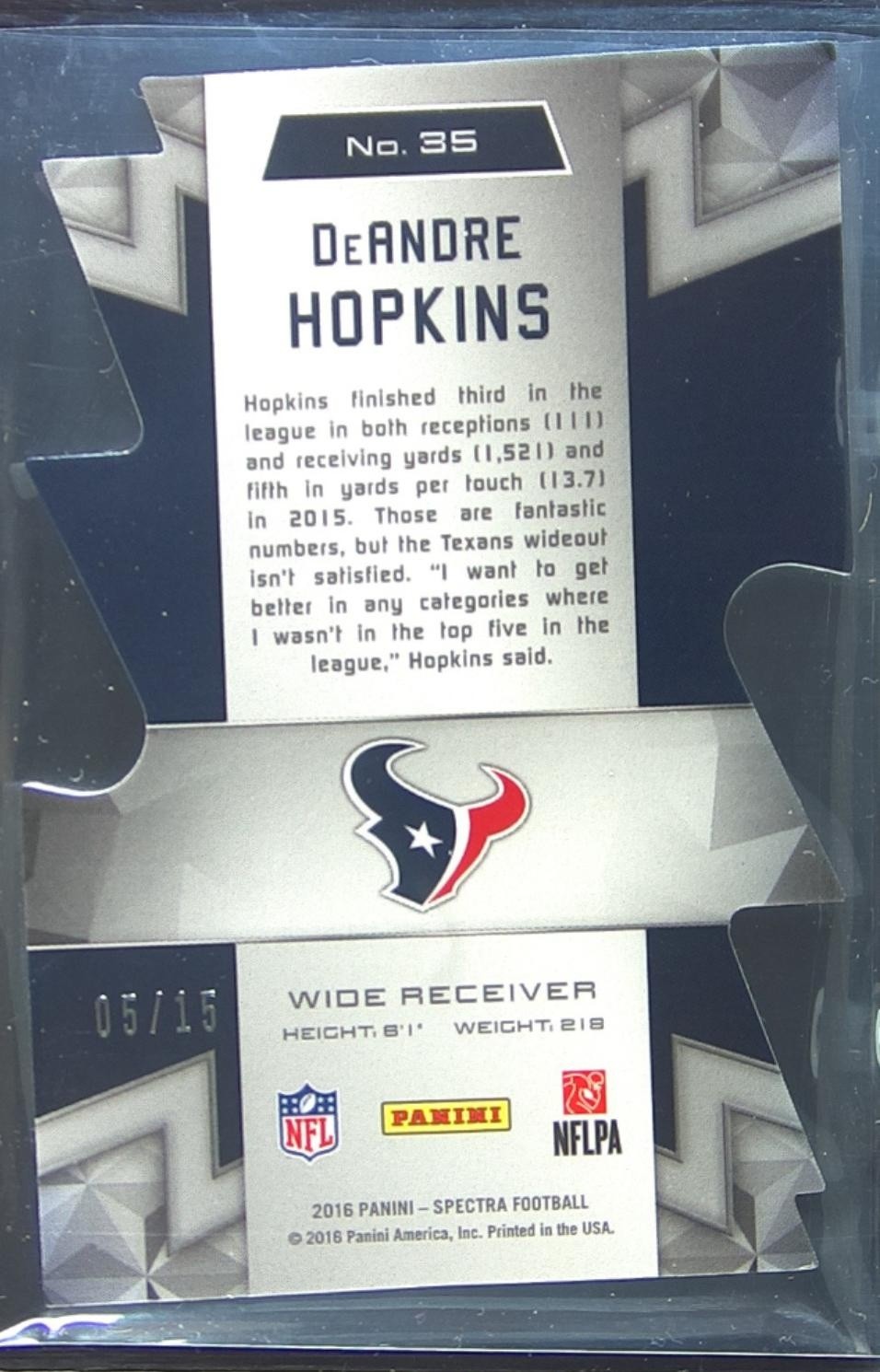 2016 Spectra DeAndre Hopkins Neon Green Die Cut /15 #35 Texans - Image 3